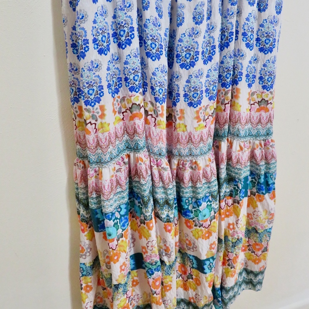 Anthropologie Lined Tiered Sleeveless Floral Maxi Dress Perfect 1X - Picture 6 of 11